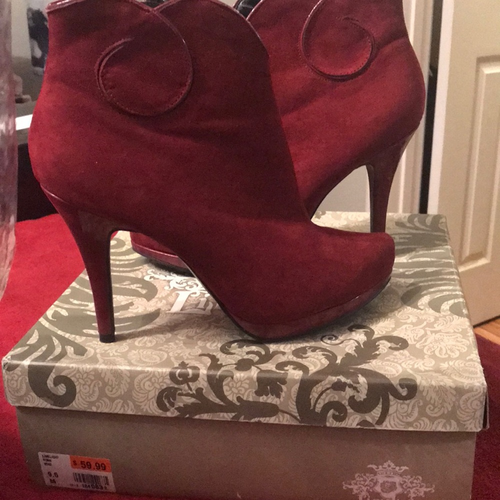 Red suede booties